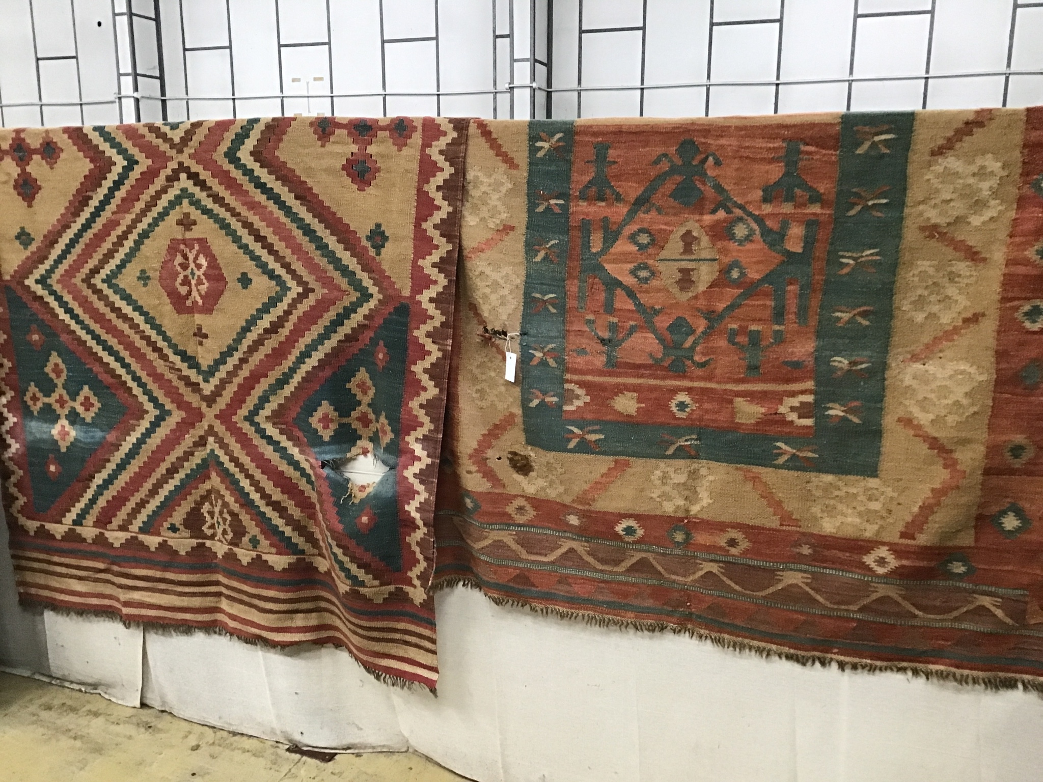 Two Afghan kelim rugs larger 210cm x 150cm